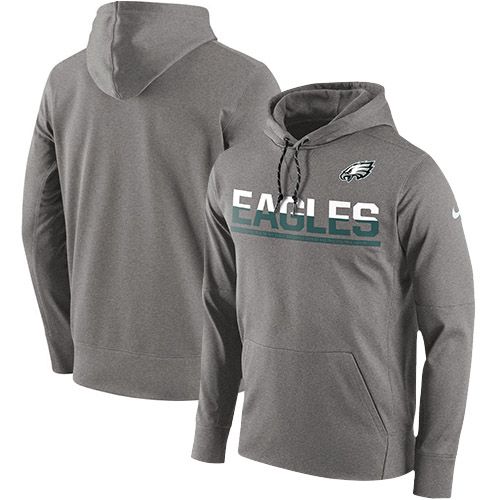 Men's Philadelphia Eagles Nike Gray Sideline Circuit Pullover Performance Hoodie - Click Image to Close